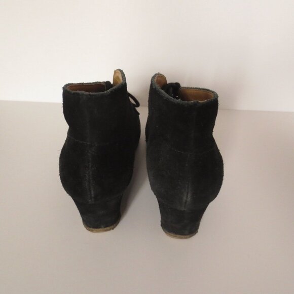 Clarks Originals Black Yarra Suede Platform Wedge Lace Up Ankle Boots Booties - Picture 5 of 10